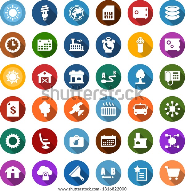 Color Back Flat Icon Set Barn Stock Vector Royalty Free 1316822000