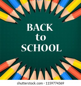 Color back to school concept background. Realistic illustration of color back to school vector concept background for web design