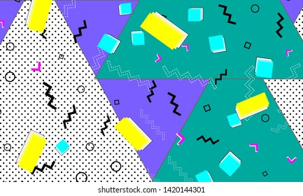 Color background. Abstract pattern. Vector Illustration. Hipster style 80s-90s. Abstract colorful fun background.