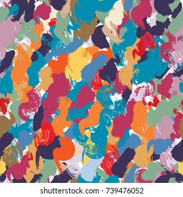 Color Background in Abstract Style. Artistic Seamless Pattern. Hand Drawn Smears of Paint Texture. 