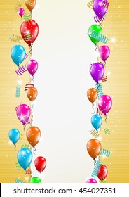 color background with balloons and blank torn paper