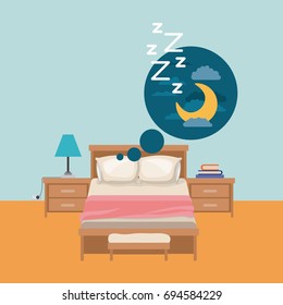 color background of bedroom with dreaming in the night vector illustration