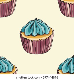 color background with blue cupcake