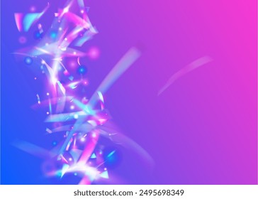 Color Background. Blue Light Effect. Happy Sparkle. Birthday Glitter. Abstract Poster. Party Ribbon. Isolated Flag. Art Christmas Serpentine. Purple Color Background
