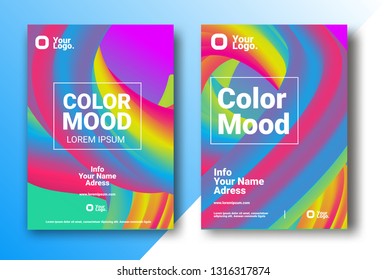 COLOR BACKGROUND. Bright colors Party poster. Magazine cover. Club night flyer.  Abstract gradients shape waves  - Vector