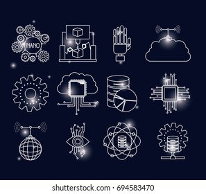 color background with brightness of silhouette future tech vector illustration