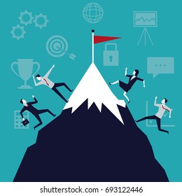 color background business growth with executives running to the top