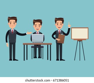 color background with business man in work presentation