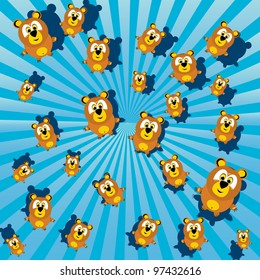 color background with cartoon bears, vector illustration. kids background,