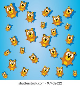 color background with cartoon bears, vector illustration. kids background,