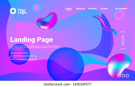 COLOR BACKGROUND. Contemporary fluid Website design template. Neon Bright Colors. Abstract gradients waves  - Vector