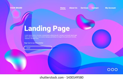 COLOR BACKGROUND. Contemporary fluid Website design template. Neon Bright Colors. Abstract gradients waves  - Vector