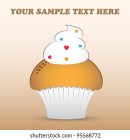 Color Background with Cupcake and Cream