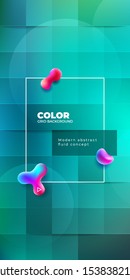Color Background Design with Square Cells. Fluid gradient Background shapes composition. Teal Futuristic Background design posters or social banners. Eps10 vector.