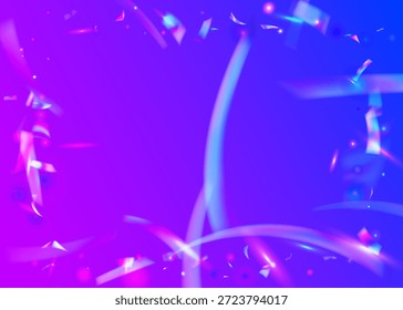 Fundo da cor. Cartaz digital. Efeito Disco. Brilho de laser azul. Padrão de brilho. Fita de Néon. Feliz Ilustração Iridescente. Arco-íris Tinsel. Fundo cor-de-rosa