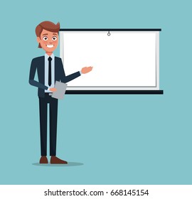 color background executive man in work presentation