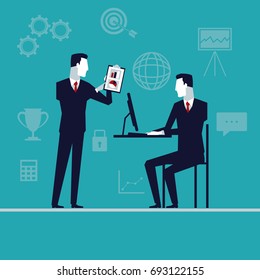 color background with executive men in presentation business growth
