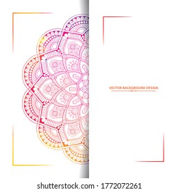 Color background with flower-mandala invitation card template. vector