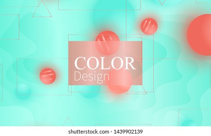 Color background. Fluid pattern. Soft spheres. 3d geometric shapes. Vector.
