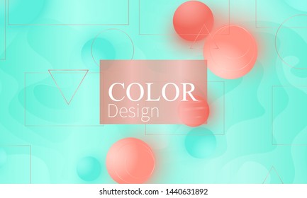 Color background. Fluid pattern. Soft spheres. 3d geometric shapes. Vector.
