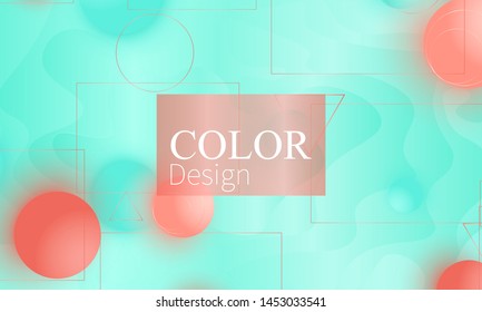 Color background. Fluid pattern. Soft spheres. 3d geometric shapes. Vector.