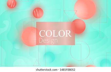 Color background. Fluid pattern. Soft spheres. 3d geometric shapes. Vector.