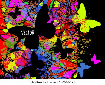 Color background with flying butterflies