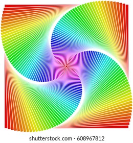 Color background in the form of displaced squares in a spiral