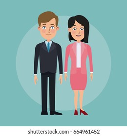 color background full body set pair executives of woman and man