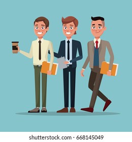 color background full body set of executive men
