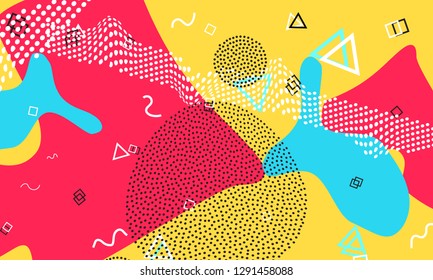 Color background. Funky abstract pattern. Geometric elements. Vector Illustration.