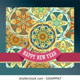 color background of geometric snowflakes