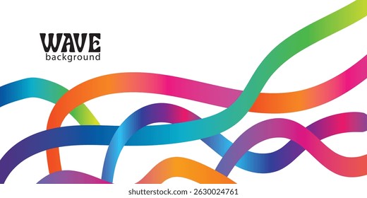 Fondo de color con líneas de degradado. Curva Abstractas, Onda y Cintas Espirales. Patrón de color de arco iris de Vector con Formas 3D. Ilustración de celebración dinámica
