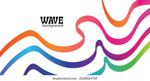 Farbiger Hintergrund mit Farbverlauf-Linien. Abstrakte Kurven-, Wellen- und Spiralbänder. Vektor Regenbogen farbiges Muster mit 3D-Formen. Dynamische Feierliche Illustration
