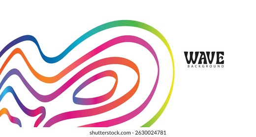 Fondo de color con líneas de degradado. Curva Abstractas, Onda y Cintas Espirales. Patrón de color de arco iris de Vector con Formas 3D. Ilustración de celebración dinámica
