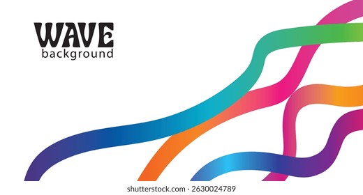 Color Background with Gradient Lines. Abstract Curve, Wave and Spiral Ribbons. Vector Rainbow Colored Pattern with 3D Shapes. Dynamic Celebration Illustration
