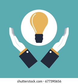 color background hands holding a icon solution light bulb