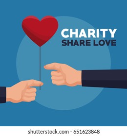 color background human hand giving a heart balloon