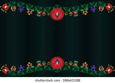 Fondo de color con patrones folclóricos húngaros para el diseño de textiles, la industria de impresión y variedad de proyectos de diseño