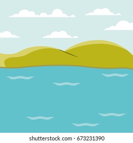 color background lake landscape with mountains vector illustration