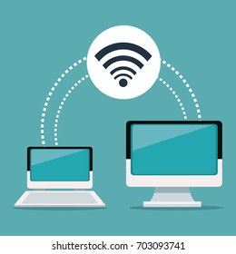 color background of laptop and display computer wireless connection