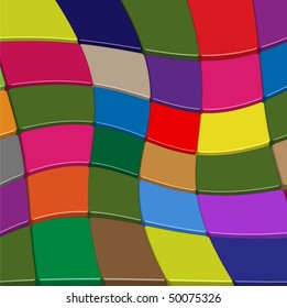 Color background made of the bent squared figures of different color