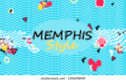 Color background. Memphis style. Funky abstract pattern. Geometric elements. Vector Illustration.