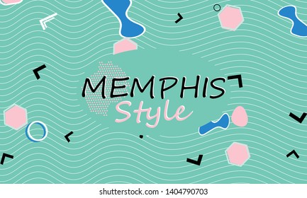 Color background. Memphis style. Funky abstract pattern. Geometric elements. Vector Illustration.