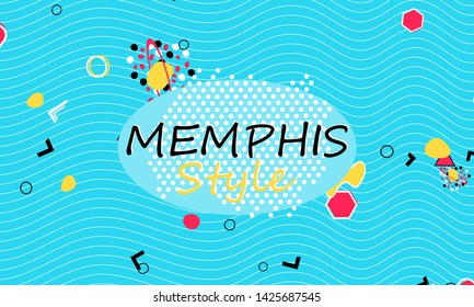 Color background. Memphis style. Funky abstract pattern. Geometric elements. Vector Illustration.