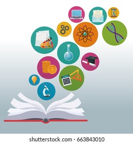 color background open book with bubbles icons academic knowledge