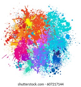 Color Background Of Paint Splashes. Vector Illustration