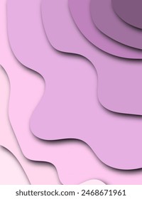 Color  background in paper cut style. Wavy circles in layers of different shades.