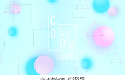 Color background. Pink and blue soft spheres. Fluid pattern. 3d geometric shapes. Vector.