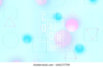 Color background. Pink and blue soft spheres. Fluid pattern. 3d geometric shapes. Vector.